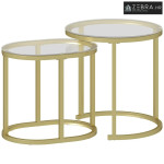 Set od 2 stolića za kavu, ovalni i okrugli, složivi, ​​čelik, Ø50 x 50