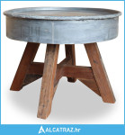 Stolić za kavu od masivnog obnovljenog drva 60x45 cm srebrni - NOVO
