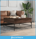 Stolić za kavu smeđa boja hrasta 95x95x45 cm od drva i metala - NOVO