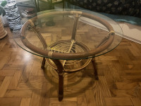 Vintage okrugli stol (Drvo/Staklo)