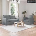 Sofa 140cm 2 pcs Svijetlo siva Metal