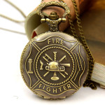 Klasični džepni sat s motivom za vatrogasce i natpisom "FIRE FIGHTER"