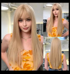 Perika nova blond duga ravna sa šiškama, prirodan izgled kose