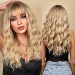 Perika nova blond valovita poluduga sa šiškama prirodan izgled kose