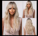Perika nova duga blond ombre valovita sa šiškama prirodan izgled kose