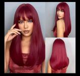 Perika Nova duga tamno crvena sa šiškama Prirodan Izgled Kose