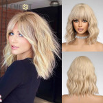 Perika nova poluduga blond valovita prirodan izgled kose