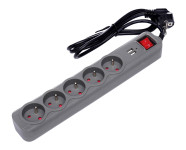 Produžni kabel 1,5 m 5 utičnica 2 USB
