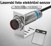 SENZOR FOTO LASERSKI REFLEKTIRAJUČI DO 0 -8M PODESIVI PNP NC 18 MM