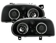 VW Golf 3 CCFL Angel Eyes Prednja svjetla farovi crni