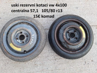 Čelične felge  uske rezervne 13'' rupe 4x100, 2 kom. vw