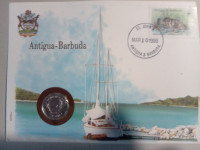 ANTIQUA - BARBUDA kuverta, kovanica,markica, pecat