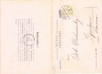 Dokument pismo putovalo iz Nagykanizsa u Gjulaves 1911
