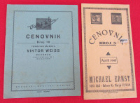 FILATELIJA - STARI CJENOVNIK MARAKA 1940 / 41.g. 2 kom.