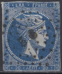 Grčka - Definitiv - 20 Λ - Hermes - Mi 20a - 1862/68