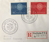 ŠVEDSKA, FDC PUTOVALNI , 1960, EUROPA CEPT, MI:SE. FDC463-464