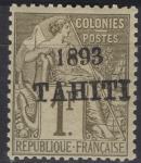 Tahiti - Definitiv - 1 Fr - Mi 29 - 1893