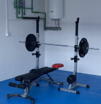 SET Podesiva Klupa + Šipka + Nosač / Stalak Za Čučnjeve (Squat Rack)