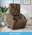 Električni masažni naslonjač na podizanje od tkanine smeđi - NOVO