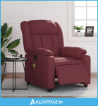 Električni masažni naslonjač od umjetne kože crvena boja vina - NOVO
