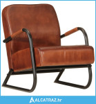 Fotelja od prave kože smeđa - NOVO