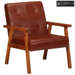 Fotelja od prave kože smeđa - Smeđa 1 Da