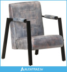 Fotelja od prave kozje kože 60 x 80 x 87 cm siva - NOVO