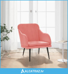 Fotelja ružičasta 63 x 76 x 80 cm baršunasta - NOVO