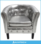 Fotelja od umjetne kože srebrna - NOVO