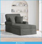 Ležaljka s suknjom Tamno siva 91 x 157 x 91 cm Rebrasta tkanina - NOVO