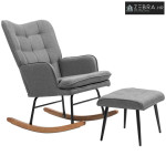 Ljuljačka s podnožjem, udobna, do 130 kg, izgled lana, 64x89x90 cm, ta