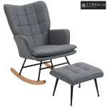 Ljuljačka stolica s podnožjem, udobna, do 130 kg, izgled lana, 64x89x9