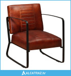 Lounge stolica od prave kože smeđa - NOVO