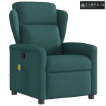 Masažni naslonjač - Masažna fotelja od tkanine tamnozeleni - Tamnozele