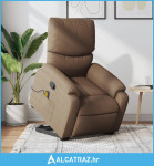 Masažni naslonjač na podizanje od tkanine smeđi - NOVO