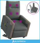 Masažni naslonjač na podizanje od tkanine tamnosivi - NOVO