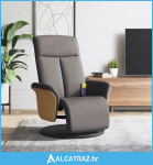 Masažni naslonjač od tkanine s osloncem za noge smeđesivi - NOVO