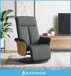 Naslonjač od tkanine s osloncem za noge tamnosivi - NOVO