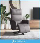 Naslonjač od umjetne kože s osloncem za noge sivi - NOVO