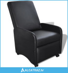 Sklopiva fotelja od umjetne kože crna - NOVO