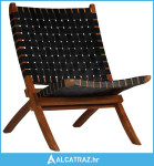 Sklopiva stolica od prave kože crna - NOVO