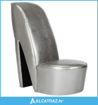 Stolica u obliku visoke pete od umjetne kože srebrna - NOVO