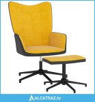 Stolica za opuštanje s osloncem za noge boja senfa baršun/PVC - NOVO