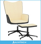 Stolica za opuštanje s osloncem za noge krem bijela baršun/PVC - NOVO