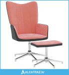 Stolica za opuštanje s osloncem za noge ružičasta baršun/PVC - NOVO
