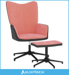 Stolica za opuštanje s osloncem za noge ružičasta baršun/PVC - NOVO