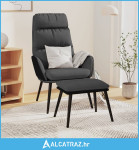 Stolica za opuštanje i stolac tkanina i umjetna koža tamnosivi - NOVO