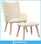Stolica za opuštanje sa stolcem od tkanine krem - NOVO