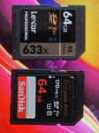 SD XC kartice Sandisk Extreme Pro 64 GB i Lexar Professional 64 GB