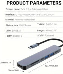 Vrhunski USB hub 7 in 1 (usb, PD, HDMI, type C)